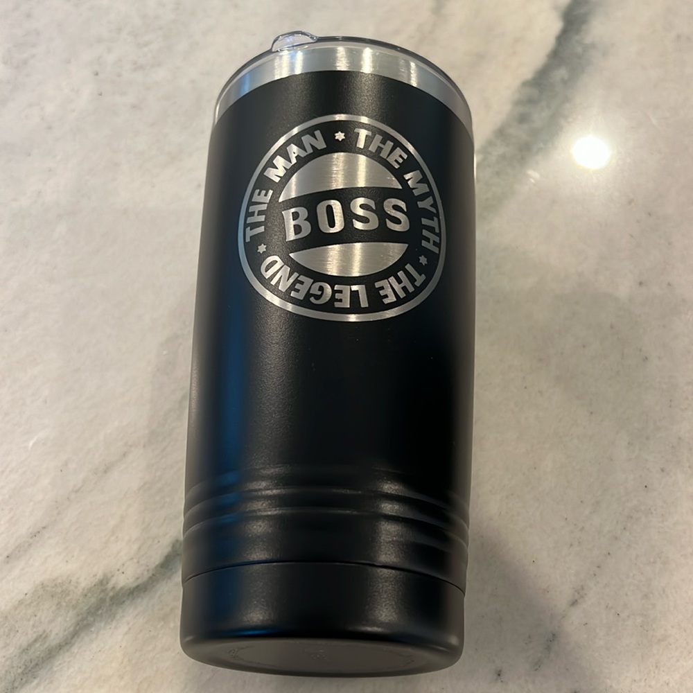 Onebttl 20oz stainless steel tumbler The Man, The Legend, Boss logo. New.